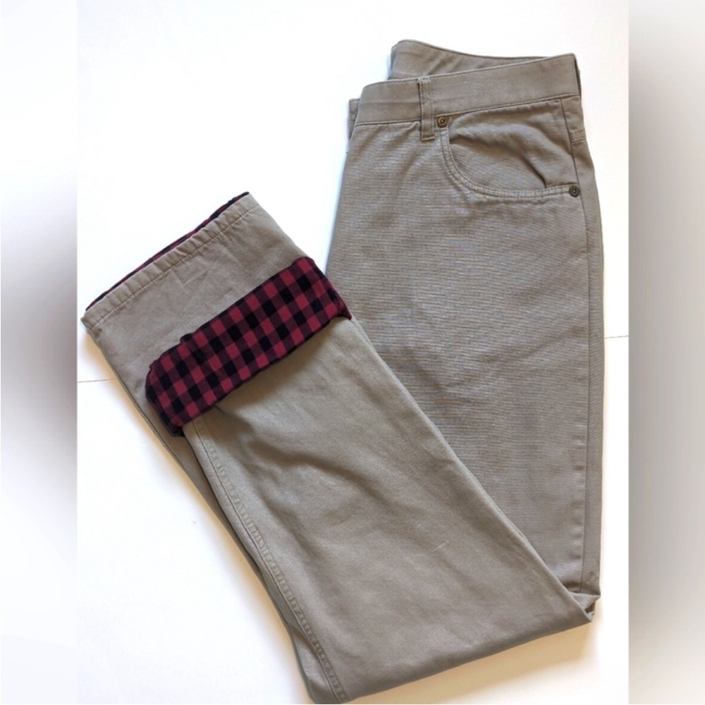 Vintage Woolrich Pant Trouser Khakis Fleece Lined Cuffed Winter Snow Cabin Cotto